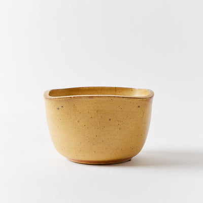 Square Lip Ceramic Bowl with Round Corners in Burnt Yellow