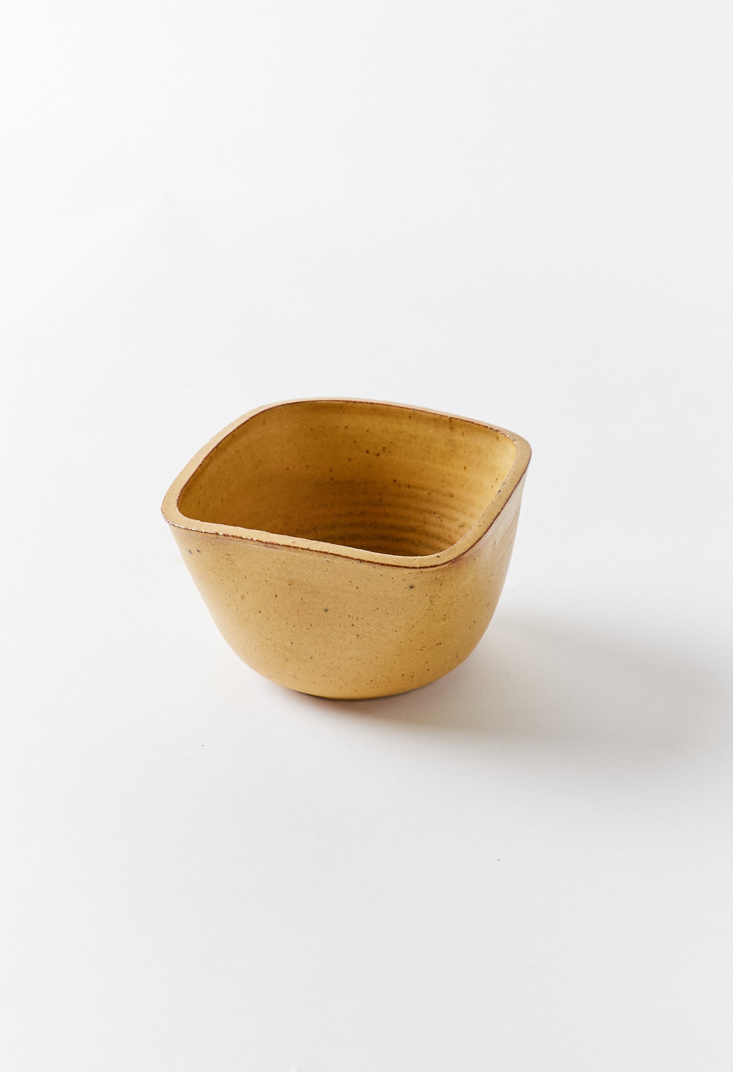 Square Lip Ceramic Bowl with Round Corners in Burnt Yellow