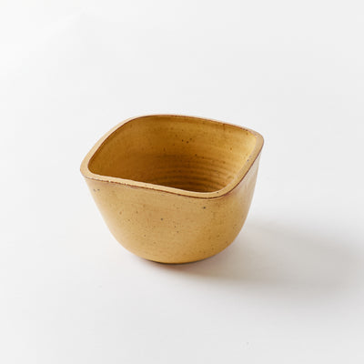 Square Lip Ceramic Bowl with Round Corners in Burnt Yellow