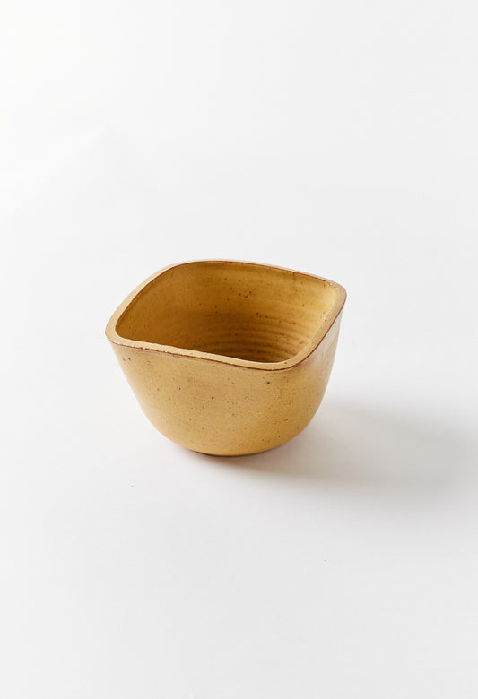 Square Lip Ceramic Bowl with Round Corners in Burnt Yellow