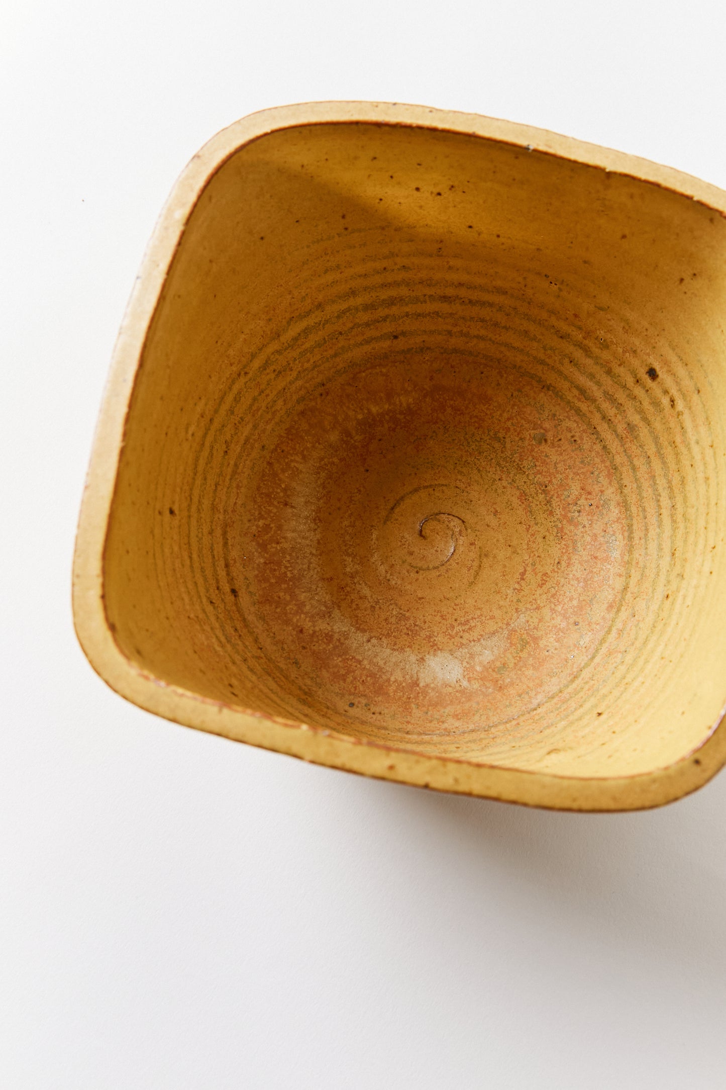 Square Lip Ceramic Bowl with Round Corners in Burnt Yellow