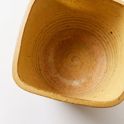 Square Lip Ceramic Bowl with Round Corners in Burnt Yellow