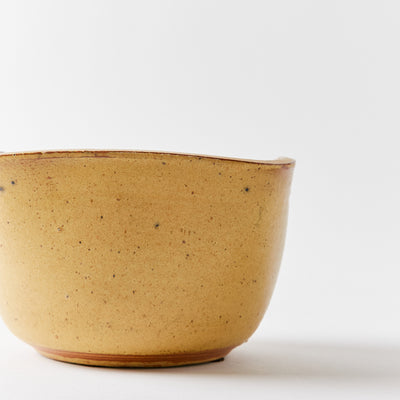 Square Lip Ceramic Bowl with Round Corners in Burnt Yellow