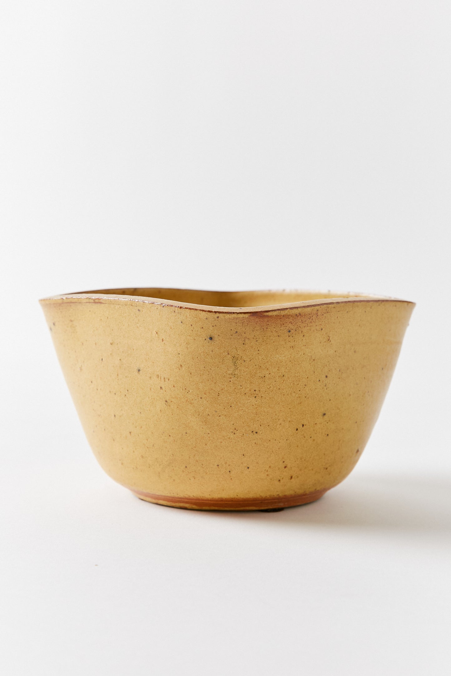 Square Lip Ceramic Bowl with Round Corners in Burnt Yellow