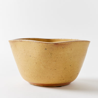Square Lip Ceramic Bowl with Round Corners in Burnt Yellow