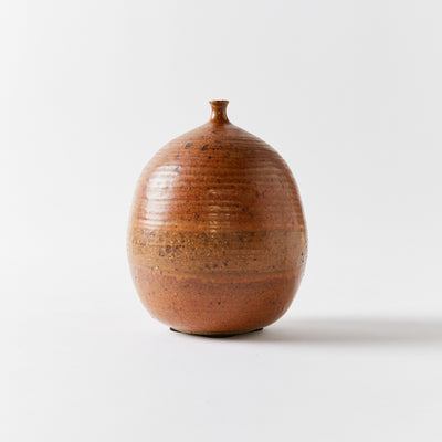 Ceramic Oval Vase in Earthy Textured Browns