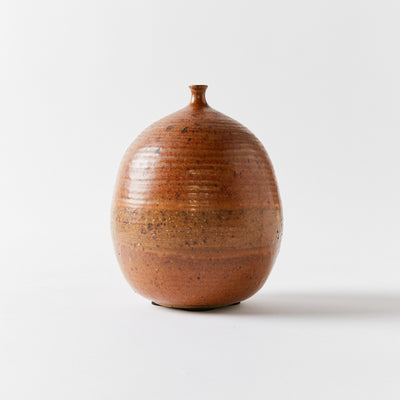 Ceramic Oval Vase in Earthy Textured Browns