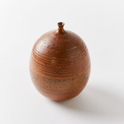 Ceramic Oval Vase in Earthy Textured Browns