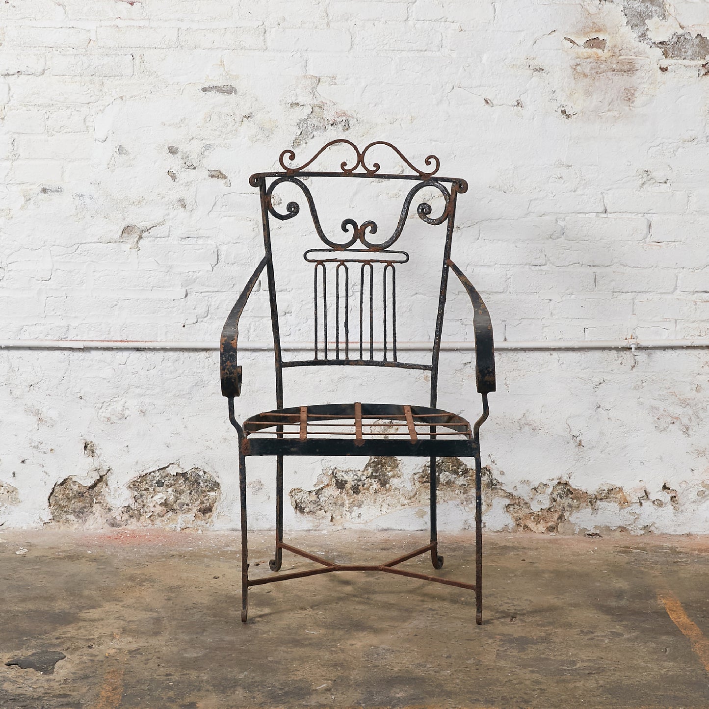 Rare Set of Four Garden Patio Chairs with Original Patina