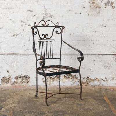 Rare Set of Four Garden Patio Chairs with Original Patina