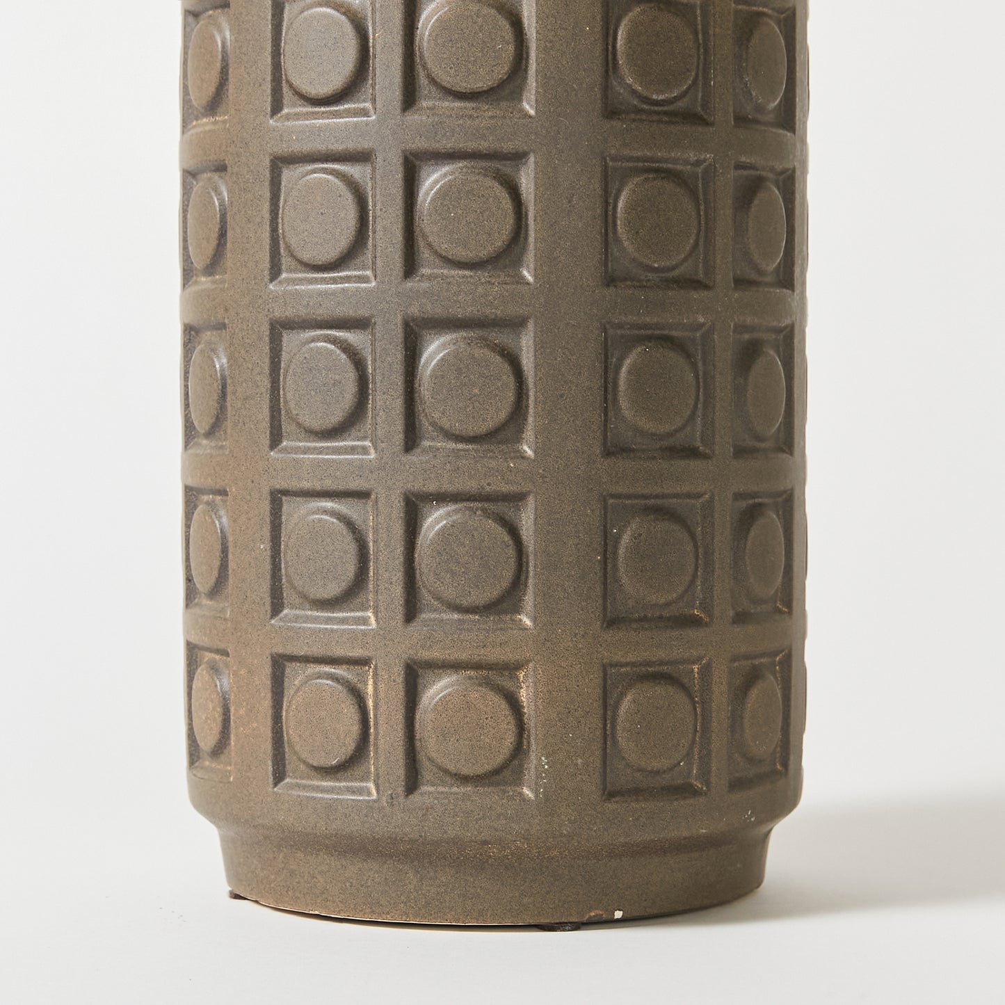 Mid-Century Ceramic Vase Circle and Square Patterned Brown Glazed, West Germany