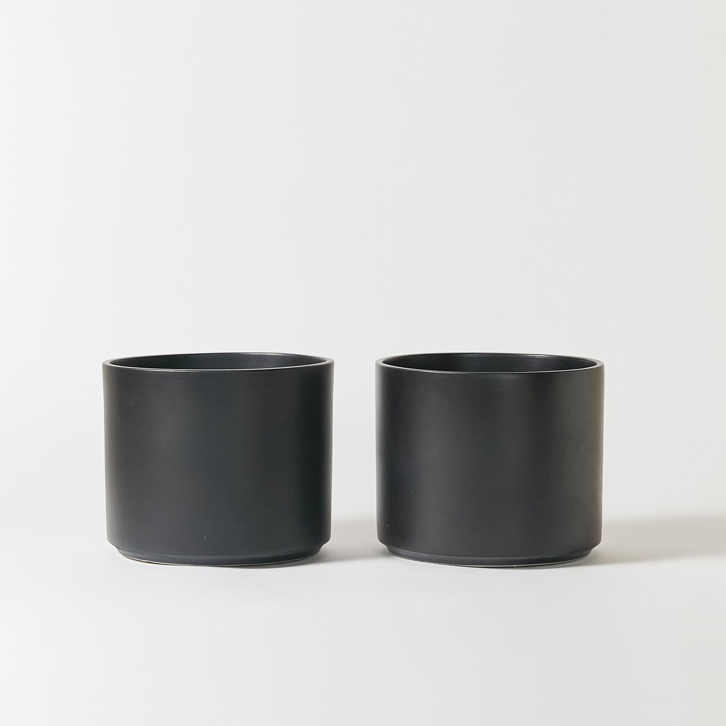 Pair of California Architectural Pottery Planters in Satin Black Glaze