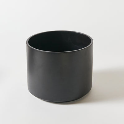 Pair of California Architectural Pottery Planters in Satin Black Glaze