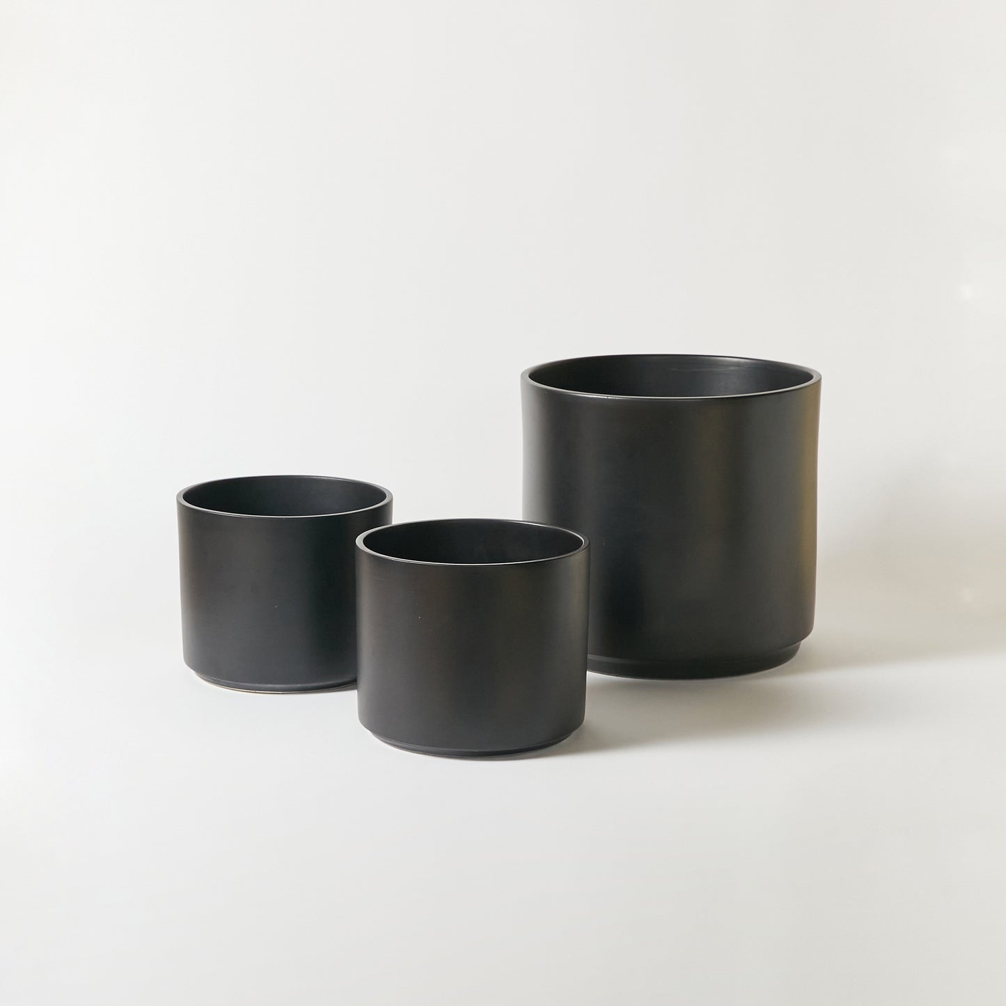 Large California Architectural Pottery Planter in Satin Black Glaze