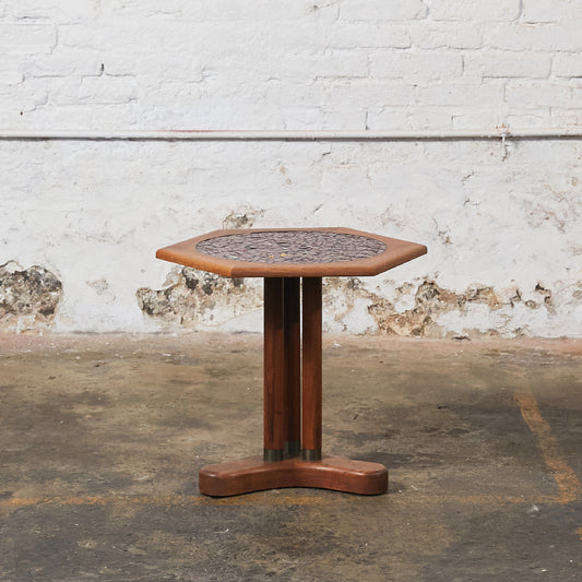 Side Table with Top Inlaid in Glass Mosaic in the Style of Gordon & Jane Martz