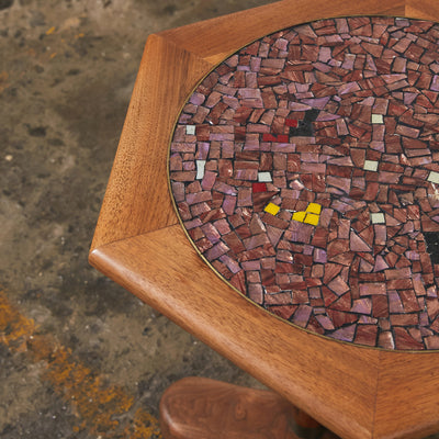 Side Table with Top Inlaid in Glass Mosaic in the Style of Gordon & Jane Martz