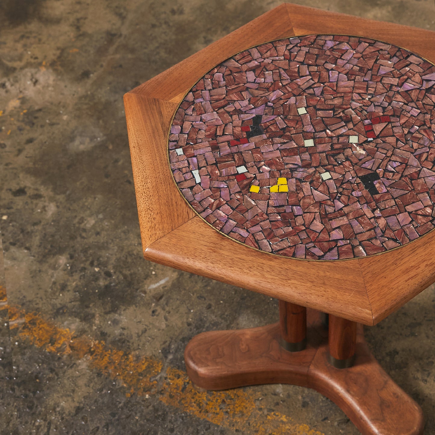 Side Table with Top Inlaid in Glass Mosaic in the Style of Gordon & Jane Martz