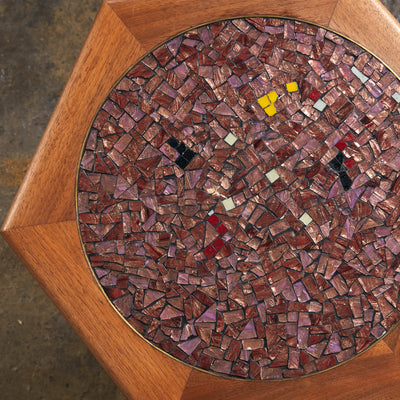 Side Table with Top Inlaid in Glass Mosaic in the Style of Gordon & Jane Martz