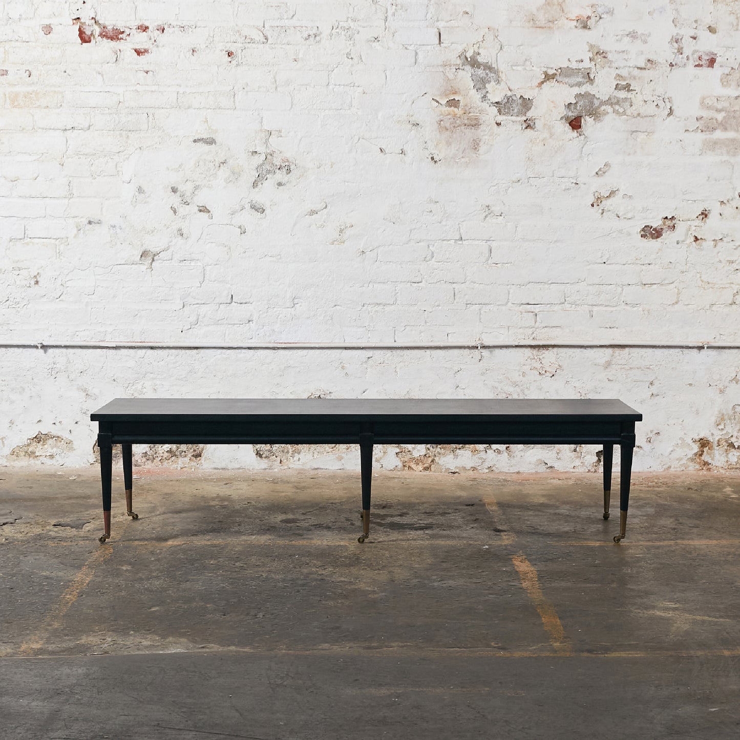 Mid Century Long Coffee Table in Black Finish