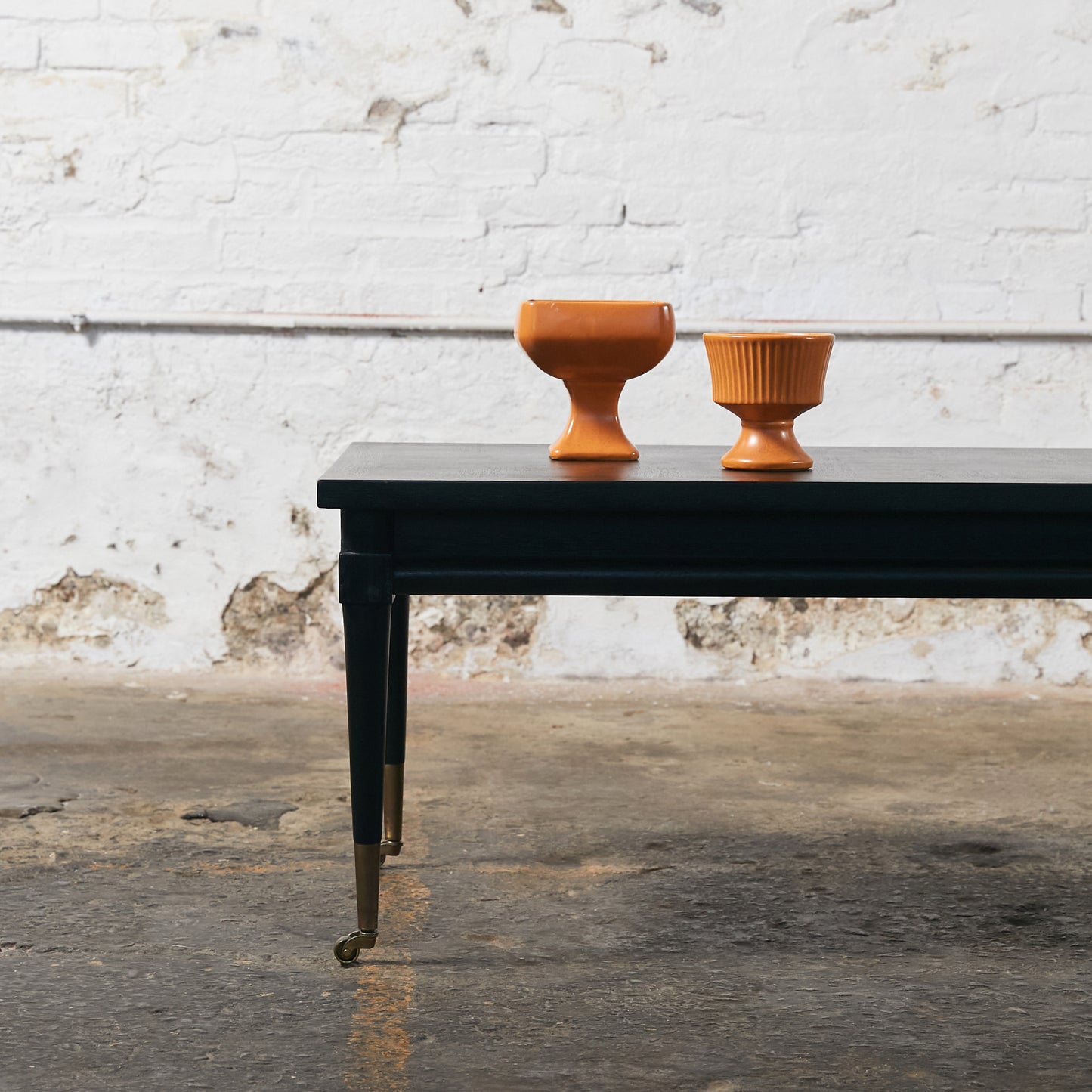 Mid Century Long Coffee Table in Black Finish