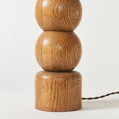 Set of Two Sculptural Wooden Spheres Table Lamps