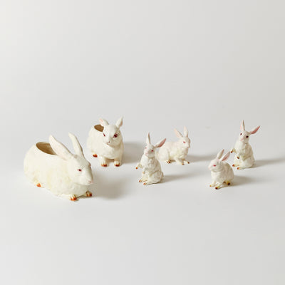 Set of Six Lefton Hand-Painted Porcelain Bunnies Made in Japan in 1960