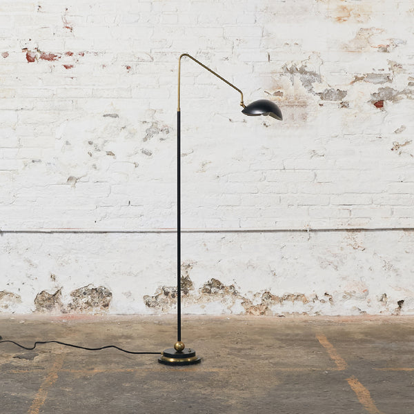 Floor Reading Lamp with Lampshade in the Style of Serge Mouille